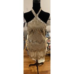 Aidan by Adrianna Papell Womens Beaded Halter   Dress Sz 8 - $295‎ NWT